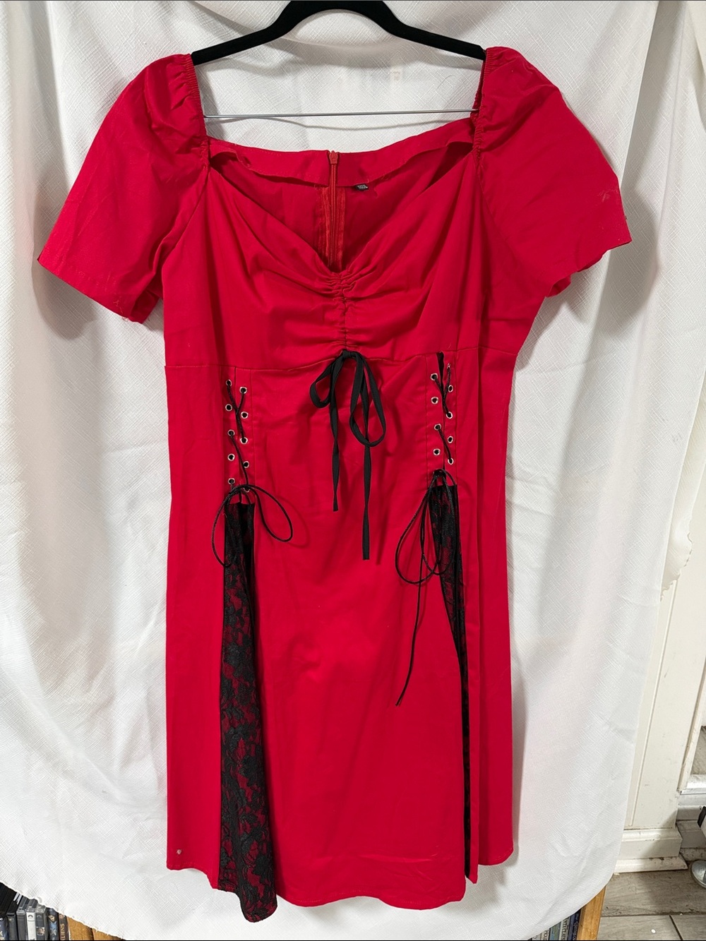 Red Lace-Accent Women's Dress